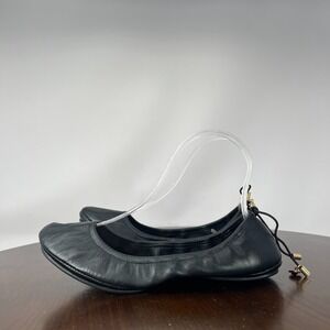 Kate Spade Ballet Flats Shoes Women's 7.5M Black Leather Travel Foldable Slip On